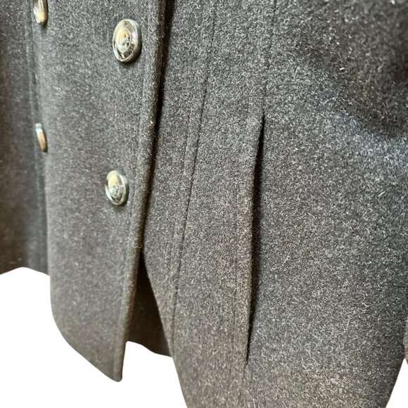 Anne Klein Pea Coat Charcoal Gray Wool Blend Double Breasted Pockets Size XL - Picture 4 of 8